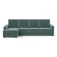 Apollo Compact Sofa (Colour : Dusty Turquoise Velvet, Cushion : Soft, Back Type : High Back, Seating Capacity : Left Aligned 3 Seater + Left Aligned Chaise)