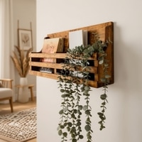 Norita Wooden Wall Shelf Organiser With Key Holders