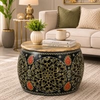 Desert Heritage Round Metal Coffee Table in Multicolour Finish