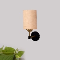 Devansh Metal Electric Wall Light in Black Colour with Beige Shade Count of 1 Light