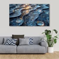 The Castle Decor Abstract Art Wall Painting Wooden Framed 27x48 Inch (Style 8)