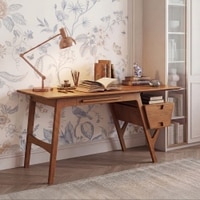 Arden Solid Wood Study Table in Amber Walnut Finish