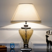 Millett Fusion Smoke Glass Table Lamp With White Cotton Shade