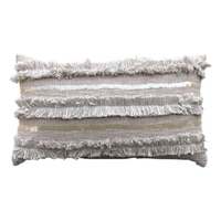 Grey Sequinned And Fringed Lumbar Cushion Cover