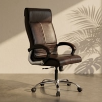 Ettorez Amaze Premium Leatherette High Back Chair In Brown Colour