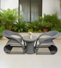 Bendigo Wicker Table And Chair Set In White And Black Finish