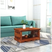 Arushi Rectangular Solid Wood Coffee Table In Honey Finish