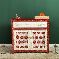 D'Dass Big White Sheesham and Mdf Wooden Temple For Pooja With Cabinet