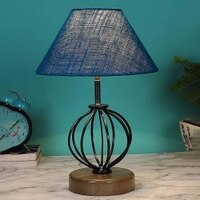 Haven Turquoise Jute Table lamp with Wood & Iron Base