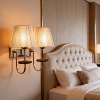 Eliante Cloth Shade Wall Lights Mild Steel & Fabric Material Gold & Golden Finish