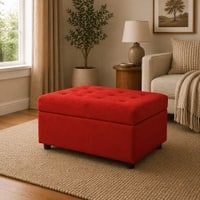 Doe Buck Modern Tufted Storage Ottoman Bench in Red Colour