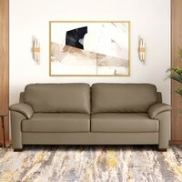 Farina 3 Seater Half Leather Sofa In Dark Truffle Italian Leather