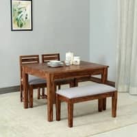 Arbor 4 Seater Dining Set with Cushioned Bench in Ice Blue Colour