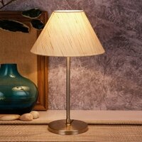 Gordon Off White Fabric Shade Table Lamp with Steel Steel Base