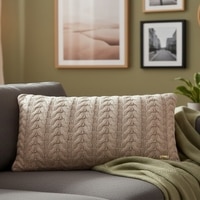 Colette Cloudy Grey Cotton Knitted Cushion Cover 12X20 Inches
