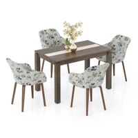 Atlas Crest Solid Wood 4 Seater Dining Table With Rochelle Lounge Chairs