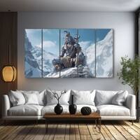 The Castle Decor Lord Shiva Wall Painting Wooden Framed 27x48 Inch (Style 9)