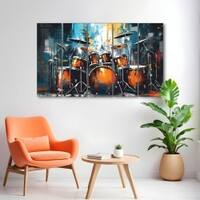 The Castle Decor Colour Music Drum Kit Wall Art Set of 5 27x48 Inch