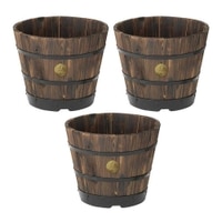 VegTrug Wooden Barrel Planters 46cm Burnt Oak