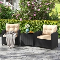 Carry Bird Wicker Patio Furniture Outdoor Balcony Chairs In Black And Beige Colour