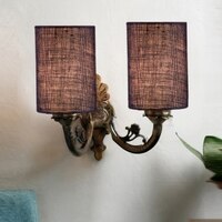Devansh Metal Electric Wall Light in Antique Gold Colour with Blue Shade Count of 2 Lights