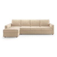 Apollo Compact Fabric Sectional Compact Sofa (Colour : Birch Beige, Cushion : Hard, Back Type : Regular, Seating Capacity : Left Aligned 3 Seater + Left Aligned Chaise)