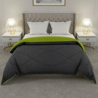 Falguni 
Dark Grey - Lemon Green Solid 250 Gsm Microfiber Single Bed Comforter
