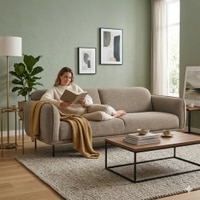 Scandinavian Mira Three Seater Sofa Beige Matte Finish