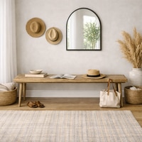 Burk Solid Wood Bench In  Natural  Finish