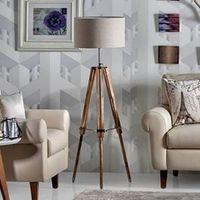 Kepler Tripod Floor Lamp Colour Natural Linen Drum Shade