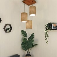 Elementary Brown Solid Wood Cluster Hanging Light
