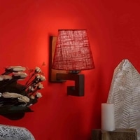 Devansh Solid Wood Electric Wall Light in Maroon Colour with Maroon Shade Count of 1 Light