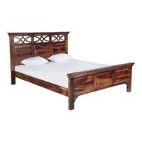 Aarohi Solid Wood Queen Size Non Storage Bed In Provincial Teak Finish