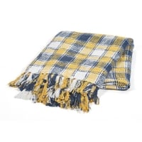 Checkered Yellow navy Throw
