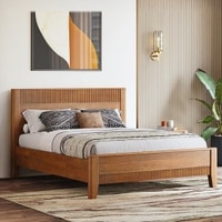 Toledo Solid Wood King Size Non Storage Bed In Amber Walnut Finish