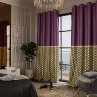 Stoa Paris Satin Long Door Curtains, Room Darkening Blackout Curtains Pack of 2, Royal Rouge - with Back Lining
