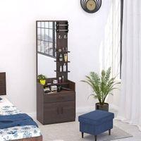 Darci Engineered Wood Dressing Table Mirror with Shelves, Bangle Holder & Hooks (Wenge)