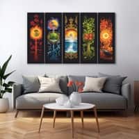 The Castle Decor Five Nature Elements Wall Art Set of 5 27x48 Inch
