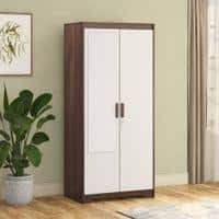 Miller 2 Door Wardrobe With Mirror and Lock in Two Tone Finish
