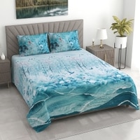 Multi shade digital Print 400 Tc Cotton Flat Super King Size Bedsheet With 2 Pillow Cover