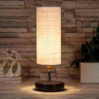 Maverick White Jute table lamp with brown wood base