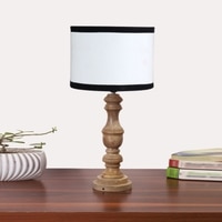 Devansh Multicolor Cotton Table Lamp With  Wood Natural Base (7X17.5 Inches)-8