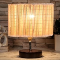 Bosco Round Bamboo Table lamp with Brown Base
