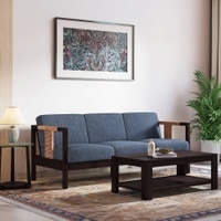 Cairo 3 Seater Wooden Sofa (Midnight Indigo Blue)