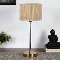 Bamboo Shade with Metal Gold Table Lamp