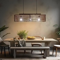 Elegant Centrum Brown Solid Wood Cluster Hanging Light