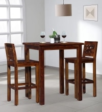 Lifty  Sheesham Wood Bar Table Set in Provincial Teak Finish With 2 Chairs