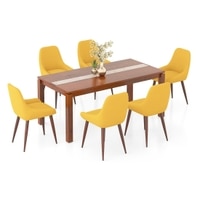 Atlas Crest Solid Wood 6 Seater Dining Table with 6 Rickman Lounge Chair