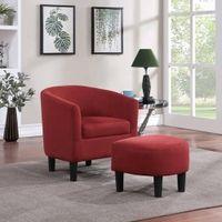 Pitts Accent Chair With Ottoman Red