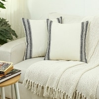 Classic Stripe Set Of 2 Cushion Cover With Black Colour